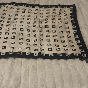 Fendi Black and White Logo Scarf